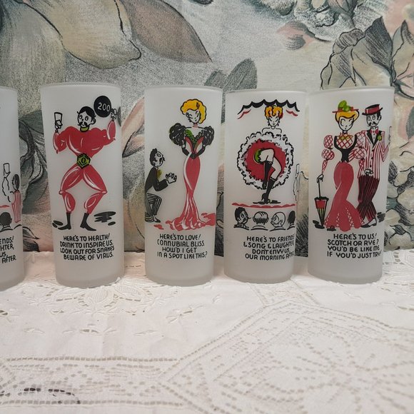 Vintage Federal Glass Frosted Drinking Glasses Set of 5 🌟 - Picture 2 of 6